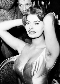 hollywoodlady:Sophia Loren, 1950’sIn parts of Europe, women’s underarm hair wasn’t considered so taboo. For years, Sophia Loren unabashedly revealed her au naturel armpits. (x)