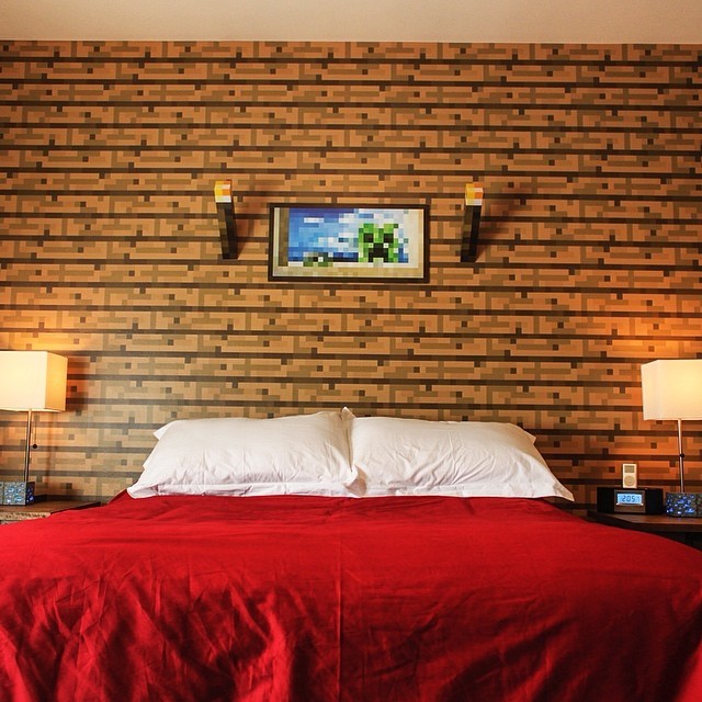 the-minecraft-funnies:  dustincommer:  Finished up the real life #minecraft room