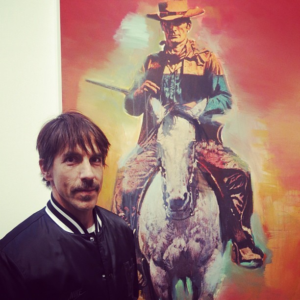 Anthony Kiedis posing in front of Richard Prince’s Cowboy Painting at the Gagosian Gallery in Beverly Hills on February 21st, 2013.