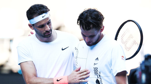 gymnasticians:Grigor Dimitrov asks Dominic Thiem if he’s okay after his straight sets loss to Dimitr