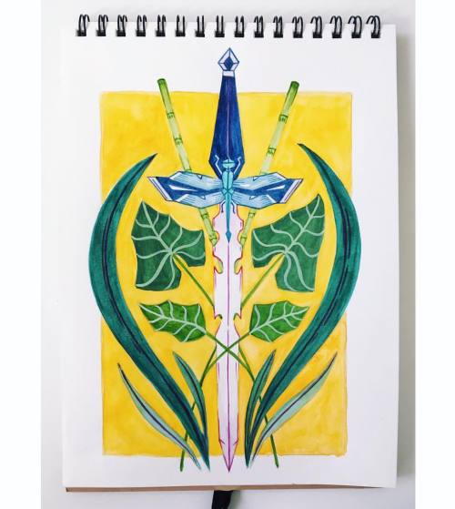 . . . . #dagger #plants #botanicalillustration #dragonfly #illustration #ink #watercolor #yellow #le