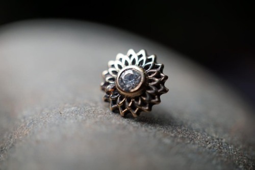 Thrive. This pretty 6mm end is available in solid 14k Rose or Yellow gold with a CZ center.. . #ea