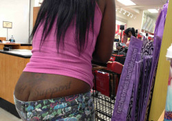 ratchetmess:  Sadly there are still niggas out here that would still hit that while staring at a tattoo that says child support    Instant dick softener tattoo. I&rsquo;d look down,see that bullshit, know that&rsquo;s all she&rsquo;s after, and lose