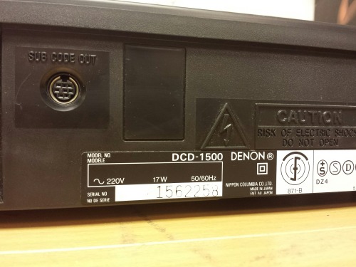 Denon DCD-1500 PCM Audio Technology / Compact Disc Player, 1986