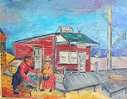 david-burliuk:Lobster Shack, Long Island, David Burliuk