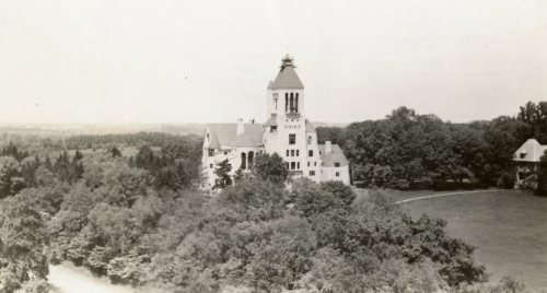 This photo of Glencairn (circa 1939) shows scaffolding at the top of the tower; in addition, several