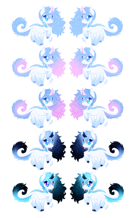 Winter’s “My Little Pony” OC!So these are the colour schemes I’ve come up with for my lil pony