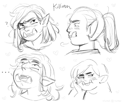 travislesbian:actvii:i love her i am gay[ID: four sketches of Killian, an orc fighter from The Adven