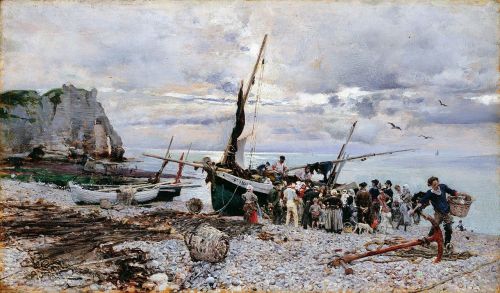 The Return of the Fishing Boats, Étretat, Giovanni Boldini, 1879