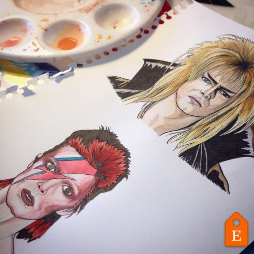 wenchenstein:Watercolour drawings of Bowie nearly ready ro be made into coasters for my Etsy shop ht