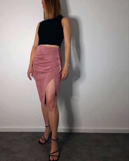 ninaluba RAINBOW SS22 Collection  Presenting Piece No.7 / Asymmetric Pencil Skirt in Suede Knit Jers