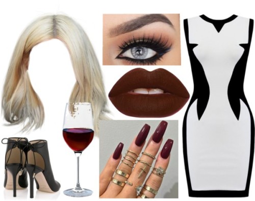 Untitled #4096 by nicole-briffa featuring artland wine glasses ❤ liked on PolyvoreWhite black dress,