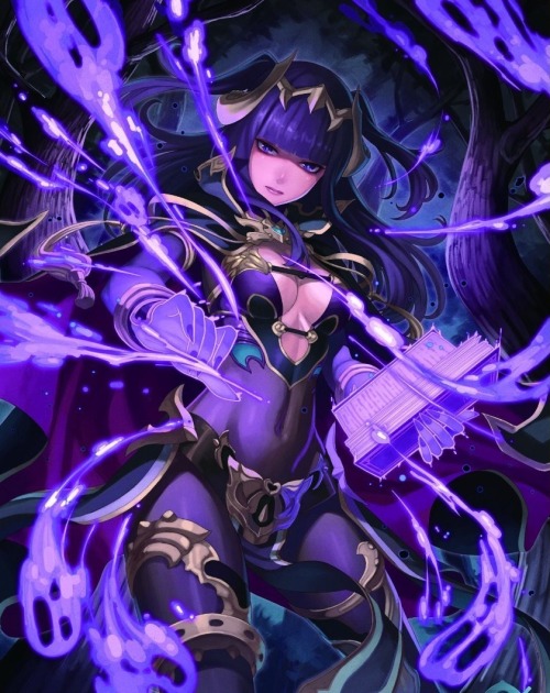 xhemcil:  Tharja on her lv 2 and lv 4 Cipher cards, she is one of my favorite dark mages in fire emblem. This art makes her look even better then she already did. I shipped her with henry, loved their support talks XD 