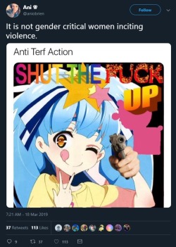 carnival-phantasm: carnival-phantasm:  Breaking News: Influential TERFs still foaming at the mouth over picture of tiny anime girl Lily Zombielandsaga holding a gun and telling them to shut up  