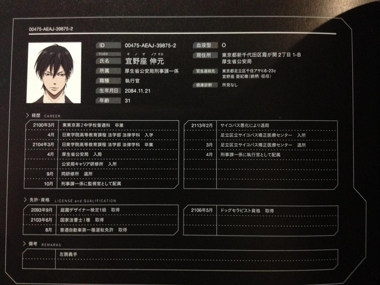 鉛の空 Translation Psycho Pass Official Profiling 2