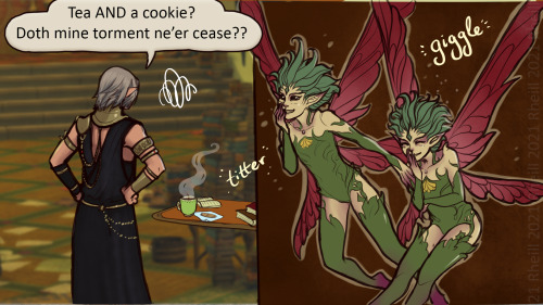 rheill: Made a comic about the “Revolting Refreshments” side quest in Il Mheg. Urianger 