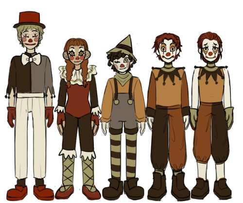 my clown ocs! still developing them but i love them