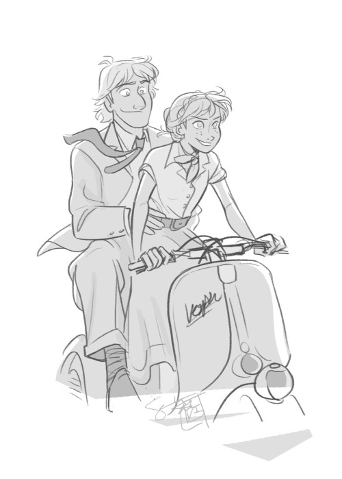 comickergirl:karis-the-fangirl had a post about a Roman Holiday Kristoff/Anna AU and so this happene