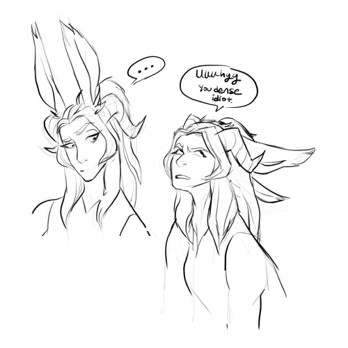 FF14 sketch dump featuring my dragoon WoL Rae. I’m here for all your obscure WoL shipping need