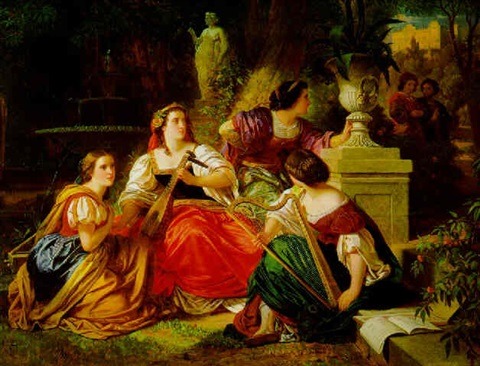 Clemens Bewer (1820–1884)Musical entertainment in the castle park, 1857