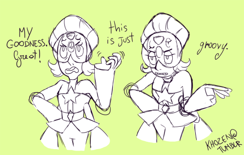 khozen:  Pearl and Peridot fusion, Prehnite!! don’t know what their fusion music would be but i’ve been listening to this remix a lot while drawing this.  