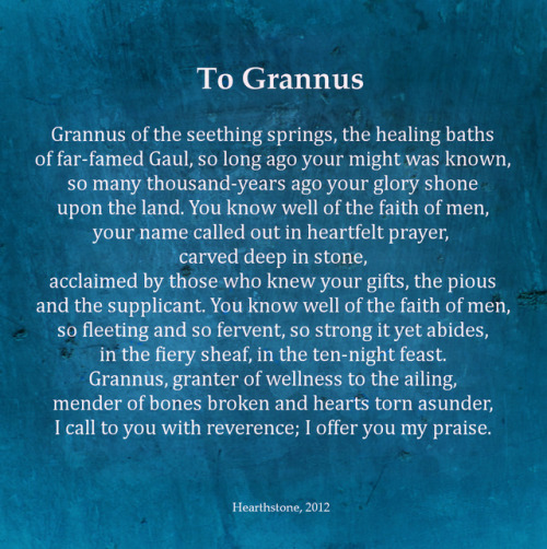 A prayer to Grannus, Gaulish Celtic god of healing.