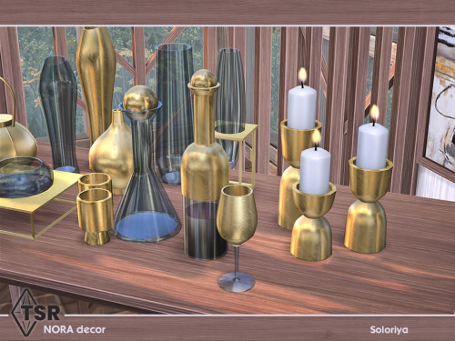 ***Nora Decor*** Sims 4 Includes 10 objects: bottle, decanter, lantern, functional candles, glass, f