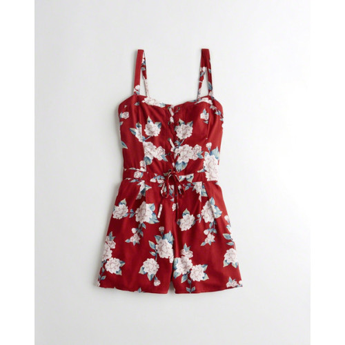 Hollister Lace-Up Rayon Romper ❤ liked on Polyvore (see more floral rompers)