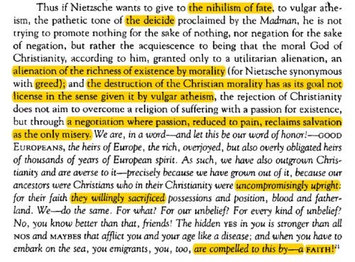 Klossowski on the religiousity of Nietzsche in ‘On Some Fundamental Themes of the Gaia Scienza’. 
