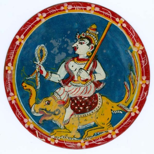 Varuna on makara, Ganjija card from Odisha