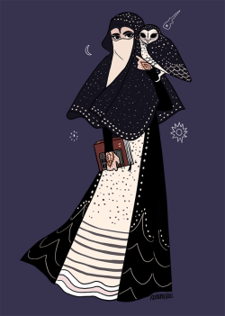 reimenaashelyee:Another owl girl. She studies the stars. (also it’s Muslim Women’s Day!)