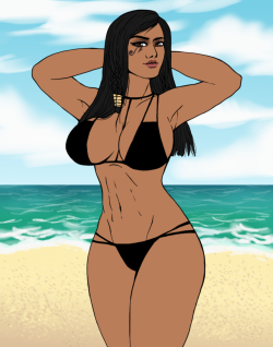 therandomninjakitty:Pharah swimsuit pin up commission