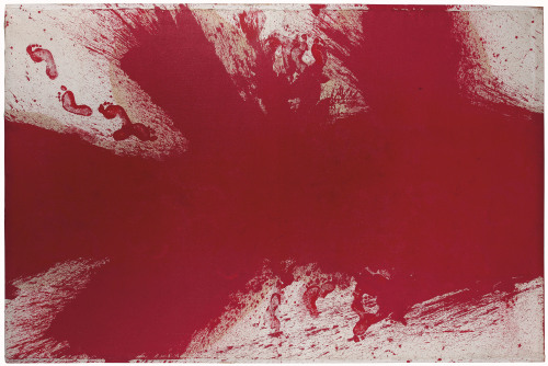 thunderstruck9:Hermann Nitsch (Austrian, b. 1938), Schüttbild, 1986. Oil on burlap over a woode