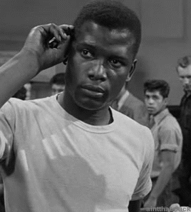 wehadfacesthen:Sidney Poitier as Gregory Miller in The Blackboard Jungle  (Richard Brooks, 1955), hi