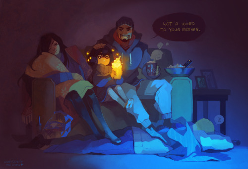 saltdryad:  Area Woman Hasn’t Stopped Crying From Birthday Present By @xfreischutz so many things i love about this: jack being used as a footrest by his loved ones. “don’t tell your mother” but ana has an eye cracked open and smirking. FAREEHA…