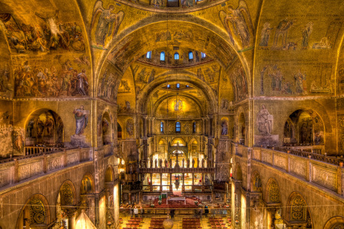the-memory-palace:  St. Mark’s Basilica in Venice For its opulent design, gilded Byzantine mosaics, and its status as a symbol of Venetian wealth and power, from the 11th century on the building has been known by the nickname Chiesa d’Oro (church