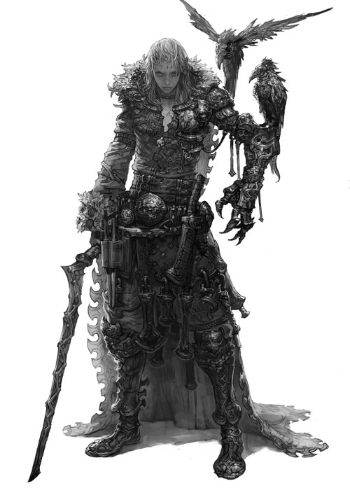 ravennomad:  sekigan:  吴羽阳KUMA采集到cg原画 黑白稿(360图)_花瓣插画/漫画  Awesome 