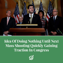 theonion:WASHINGTON—In the wake of the Stoneman Douglas High School shooting that left 17 dead and 14 injured, sources confirmed Wednesday that the idea of doing absolutely nothing until the next mass shooting is gaining considerable traction in Congress.