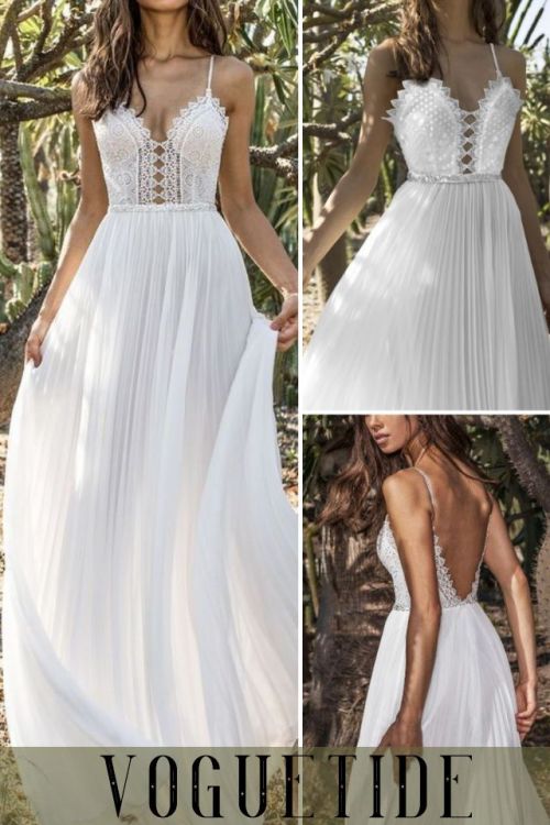 Lace Deep V-Neck Backless Sexy Wedding Dress