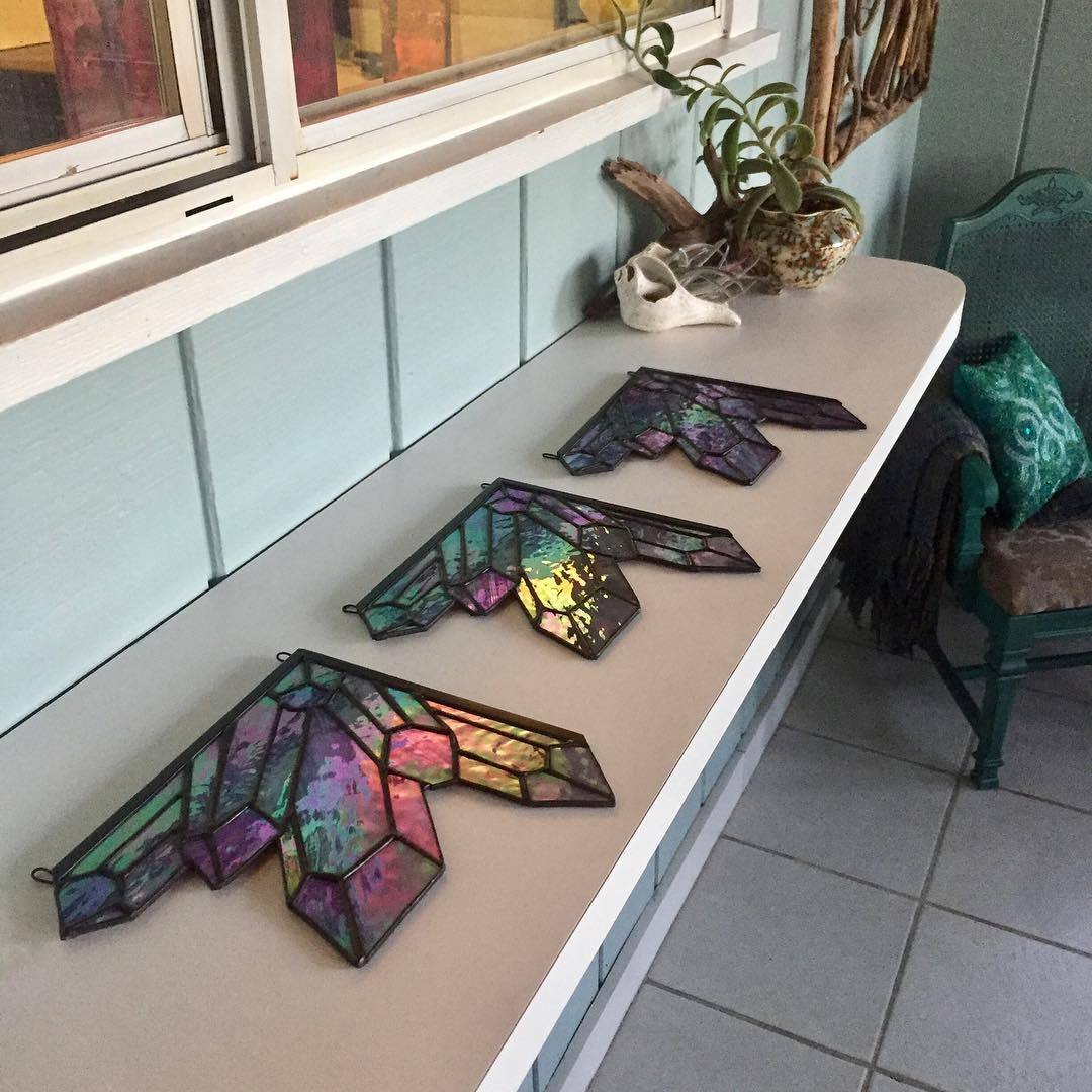 sosuperawesome:  Stained Glass Crystal Corner Clusters, Suncatchers and Bookends