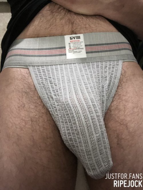 New white jockstrap I got on Cyber Monday as a treat. This massive cock fills up every inch!!&hellip