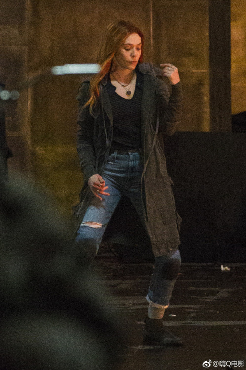 marvelstudiosmovies: Elizabeth Olsen on the set of Avengers: Infinity War 