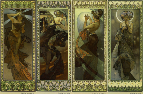 pointetothesky:  Alphonse Mucha “Alfons Maria Mucha (Ivančice, 24 July 1860 – Prague, 14 July 1939), often known in English and French as Alphonse Mucha, was a Czech Art Nouveau painter and decorative artist, known best for his distinct style.