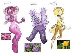 thatonechickyoudontknow:  I colored riddlemeroxy‘s flower versions of the gems~! She makes super awesome art and does commissions for gemsonas too!  hehe rose is rose X3