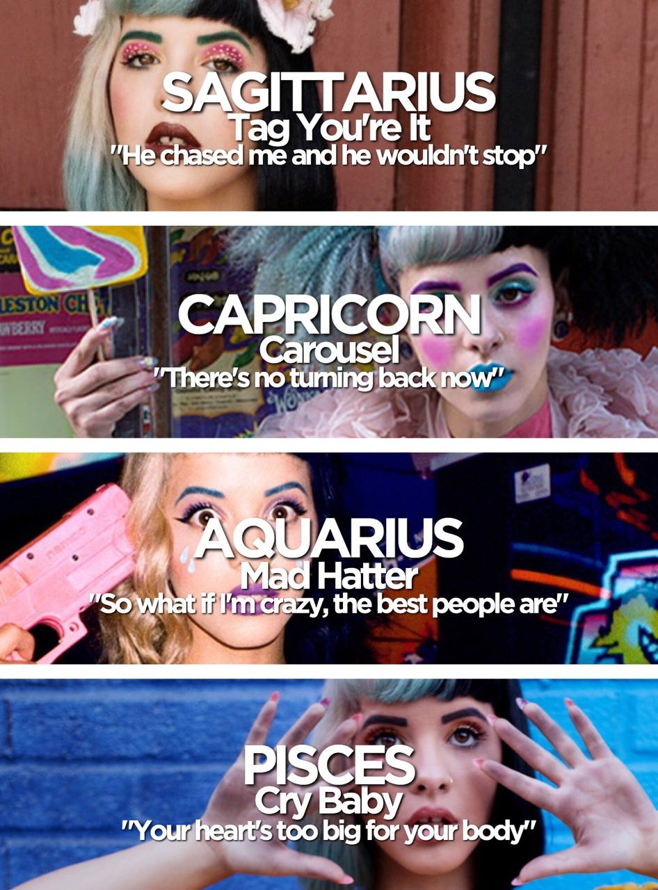 honeydoyouwantmenow:  The signs as Melanie Martinez songs  (This is my opinion based