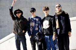 koreanmodel:  Streetstyle: Kim Dojin, Kim Hyuntae, Lee Joohyung and Kim Haksu at Seoul Fashion Week F/W 2014 shot by Choi Seung Jum