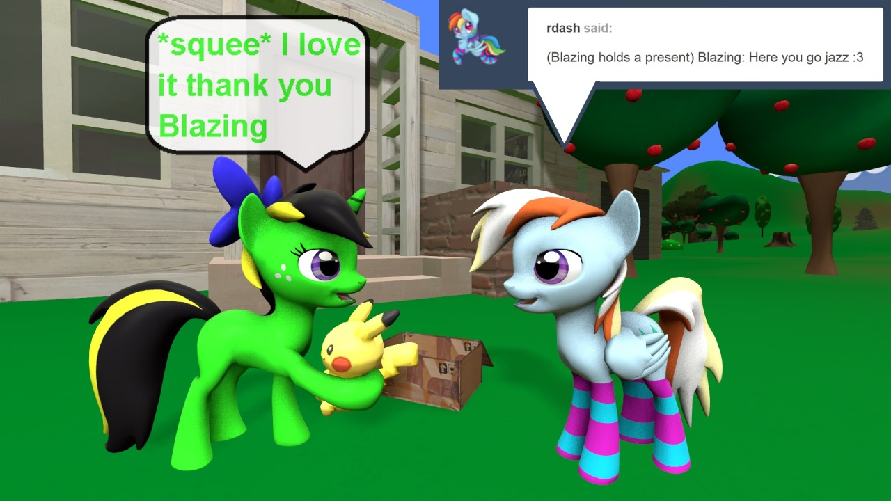 ask-the-out-buck-pony:Asked by @rdash / RainbowdashydgD’aww~! X3 &lt;3