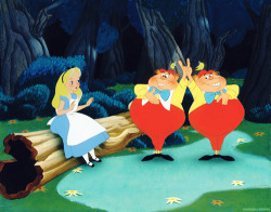 cookiecarnival:  Alice in Wonderland (1951) - Alice and Tweedledee and Dum with Key Master Background 