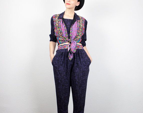 Twitch Tumbles, (via Vintage 1980s Matching Set Purple Black by...