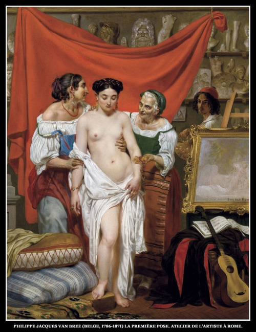 adhemarpo:  Philippe Jacques van Bree (Belge, 1786-1871) - La première pose, atelier de l'artiste à Rome.
